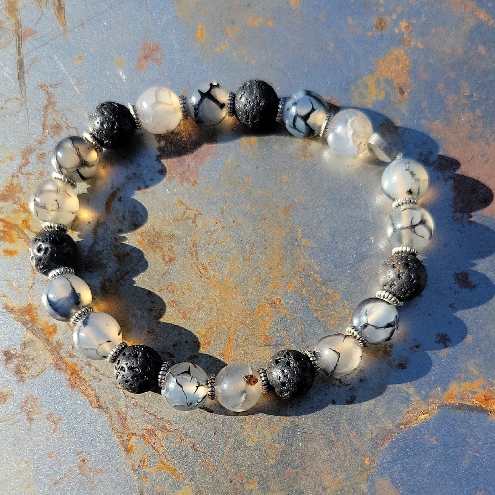 Dragon Agate & Lava Bracelet